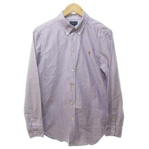 美品 BDシャツ カジュアルシャツ 長袖 ロゴ刺? 紫系 パープル系 XLサイズ IBO57 1116