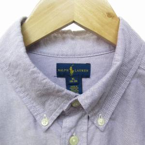 RALPH LAUREN 美品 BDシャツ カジュアルシャツ 長袖 ロゴ刺? 紫系 パープル系 XLサイズ IBO57 1116