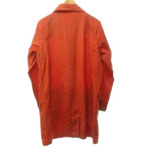 Nigel Cabourn オイルドクロスジャケット ステンカラーコート ロング 英国製 オレンジ 48 約L相当 1208