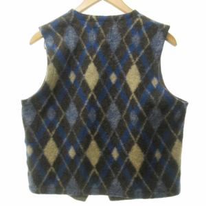 Engineered Garments 美品 アーガイルチェック ウール ベスト ジレ USA製 起毛素材 ネペンテス S 茶 ブラウン 青 ブルー 1112 IBO57