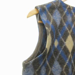 Engineered Garments 美品 アーガイルチェック ウール ベスト ジレ USA製 起毛素材 ネペンテス S 茶 ブラウン 青 ブルー 1112 IBO57
