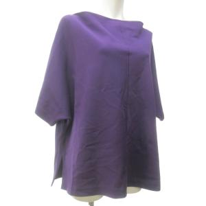ドレープネック シャツ カットソー サイドスリット 日本製 531-260711 紫 パープル 38 約M 1114