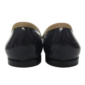 Repetto 美品 ラバー バレエシューズ レインシューズ フラット リボン 紺 ネイビー ベージュ 40 約25.0cm 1125