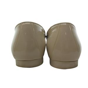 Salvatore Ferragamo ガンチーニ エナメル ローファー モカシン スリッポン フラットシューズ 白 ホワイト ベージュ 7 約24.5cm IBO57