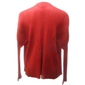 PLEATS PLEASE ISSEY MIYAKE 美品 イッセイミヤケ ISSEY MIYAKE 90s プリーツカーディガン 長袖 赤 レッド 4 約Lサイズ PP04-JD123