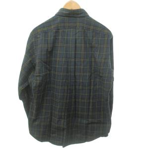 RALPH LAUREN 美品 90s ヴィンテージ チェックシャツ BDシャツ ロゴ刺? 長袖 緑 グリーン LL 約XL 1123