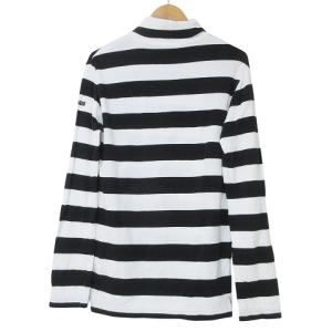 BURBERRY BLACK LABEL ボーダー柄 タートルネック カットソー Tシャツ 長袖 ワンポイント 2 M相当 黒 白 STK X