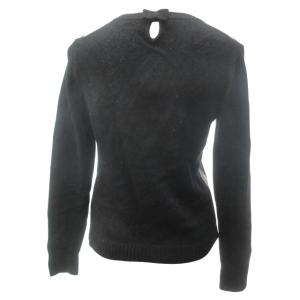 BLUE LABEL CRESTBRIDGE 美品 近年 アーガイルチェック ニット セーター バック リボン ロゴ ウール混 カシミヤ混 モヘヤ混 長袖 黒 ブラック