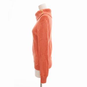 BLUE LABEL CRESTBRIDGE 美品 オフタートル セーター ニット 金ボタン ウール 38 M サーモンピンク STK