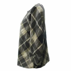 BURBERRY BLUE LABEL 美品 ノバチェック ブラウス ウール 肩 メタルボタン 七分袖 長袖 国内正規 グレー 黒 マルチカラー 38 約M STK