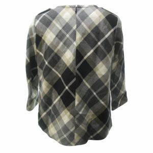 BURBERRY BLUE LABEL 美品 ノバチェック ブラウス ウール 肩 メタルボタン 七分袖 長袖 国内正規 グレー 黒 マルチカラー 38 約M STK
