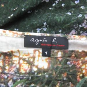 agnes b. 美品 フォトプリント フラワー カットソー Tシャツ 転写 花柄 総柄 ガーデン 国内正規品 1 約S?M 緑 グリーン 1130
