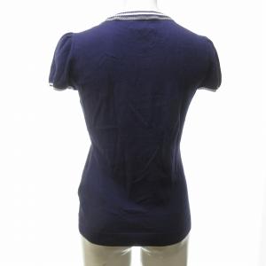 BURBERRY BLUE LABEL 美品 ニット セーター カットソー 半袖 ロゴ 紫 パープル 38 約S相当 FBF04-602-36 STK 1125