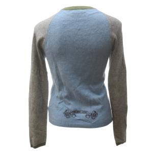 BURBERRY BLUE LABEL 美品 ウール カシミヤ混 ラグランニット ロゴ ビジュー装飾 長袖 水色 グレー 38 約M STK 1125