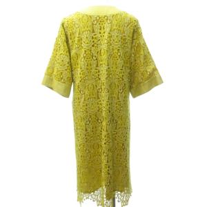ADORE 美品 20SS オーナメントレースカフタンワンピース ドレス シルク切替 ロング ミモレ丈 スカラップ 日本製 総柄 531-0140326