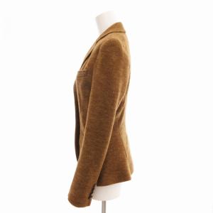 RALPH LAUREN 美品 テーラードジャケット ヘリンボーンツイル 猫ボタン ウール シルク裏地 6 L 茶 ブラウン