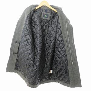 LACOSTE 美品 メルトン ウール 中綿 コート ジャケット ジップアップ 48 グレー 1206 IBO59