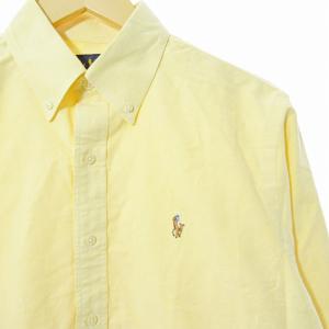RALPH LAUREN 美品 近年 ボタンダウン BD シャツ 長袖 ロゴ刺? M 黄色 1206 IBO59