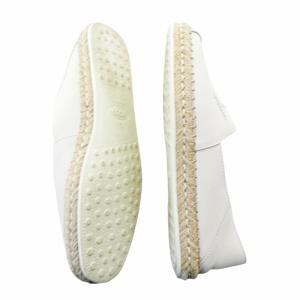 TOD'S 美品 エスパドリーユ レザースリッポン ローファー 37 24cm アイボリー 1216 IBO59