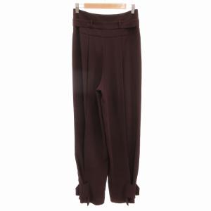 ADORE 美品 ワイドパンツ スラックス ベルト付 ハイウエスト タック 38 M ボルドー色