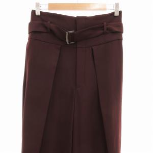 ADORE 美品 ワイドパンツ スラックス ベルト付 ハイウエスト タック 38 M ボルドー色