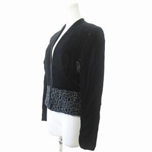 GIORGIO ARMANI ベルベット ノーカラー ジャケット ブレザー 42 黒 1217 IBO59