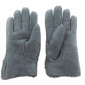 UGG australia 美品 ムートン グローブ 手袋 リボン M 黒 ブラック 1224 IBO59