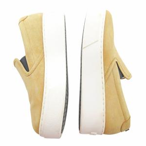 KENZO レザー ヌバック スリッポン スニーカー エンボスロゴ 厚底 37 24cm ベージュ 1224 IBO59