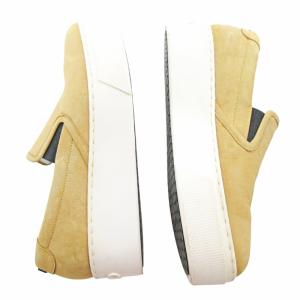 KENZO レザー ヌバック スリッポン スニーカー エンボスロゴ 厚底 37 24cm ベージュ 1224 IBO59