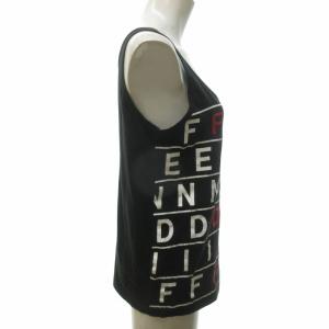 FENDI タンクトップ ノースリーブ カットソー ロゴ 黒 ブラック 38 約Sサイズ IBO59 1207