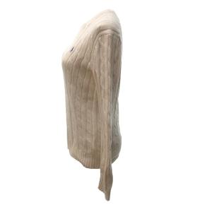 POLO RALPH LAUREN 美品 白 ケーブル 長袖 ニット セーター ポニー刺繍 白 ホワイト S IBO59