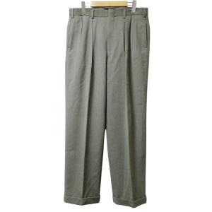 2タック パンツ スラックス オンワード樫山 ウール ロールアップ 84 L相当 カーキ IBO59 X