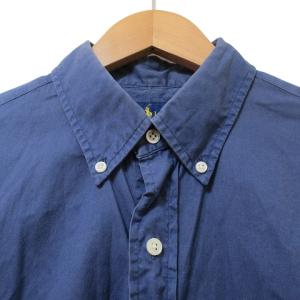 RALPH LAUREN ボタンダウン シャツ 長袖 ポニー ワンポイント カスタムフィット 青 ブルー M 175