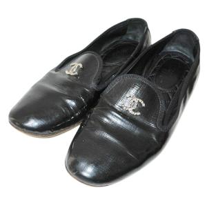 ココマーク フラットシューズ パンプス 靴 黒 ブラック 37 約23.5cm IBO59 X