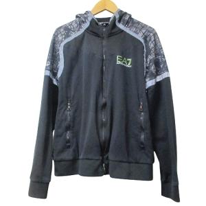 EMPORIO ARMANI EA7 セットアップ ジャケット パーカー ジップアップ パンツ 切替 プリント S M 黒 ブラック X