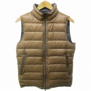 HERNO 美品 リバーシブルナイロンダウンベスト ダブルジップ 茶 ブラウン グレー 46 約Mサイズ PI0200U-12051 1216