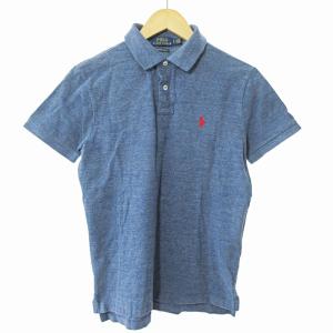 美品 ポロシャツ カットソー 半袖 ロゴ刺繍 ワンポイント S 紺 ネイビー 0116 AA
