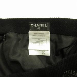 CHANEL 08A ウール スカート ココマーク ブラック 36