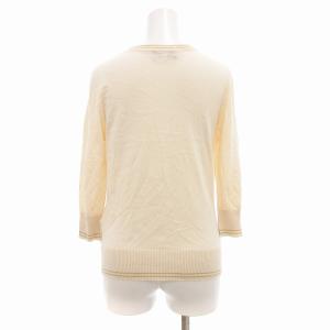 BURBERRY BLUE LABEL ニットカーディガン セーター ロゴ釦 刺繍 ラメ 38 S アイボリー