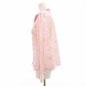 BURBERRY BLUE LABEL シャツ オープンカラー ストライプ 長袖 ロゴ刺繍 36 S ピンク