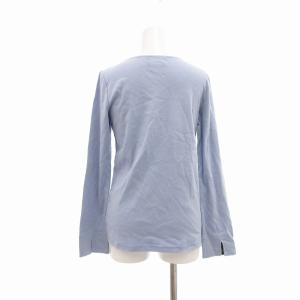 BURBERRY BLUE LABEL Tシャツ カットソー 長袖 ロゴプリント 刺繍 袖裏チェック柄 38 S 水色 ライトブルー