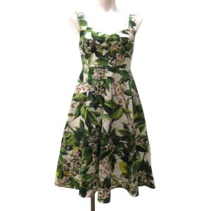 花柄ノースリーブワンピース グリーン 36