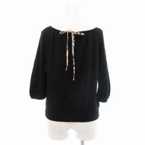 BURBERRY BLUE LABEL ニット セーター ロゴ刺繍 ノバチェック 38 M 黒 ブラック