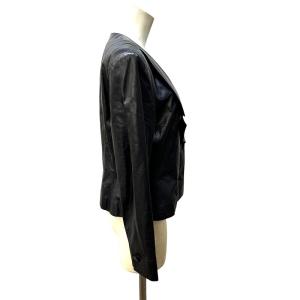 CHANEL 02C ラムレザージャケット ココマークボタン ネイビー 40