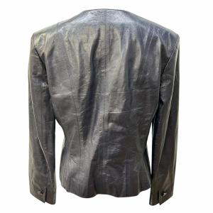 CHANEL 02C ラムレザージャケット ココマークボタン ネイビー 40