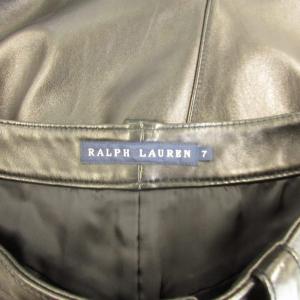RALPH LAUREN 美品 レザー ロングスカート ひざ丈 皮革 黒 ブラック 7 約S