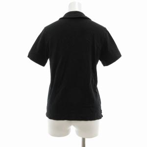 Tao 半袖シャツ リネン混 スパンコール刺しゅう 丸襟 黒 ブラック AD2001