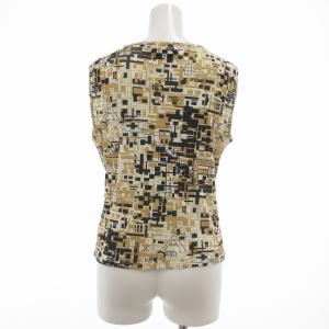 FENDI jeans 美品 ノースリーブカットソー タンクトップ メッシュ ロゴ総柄 I44 XL ベージュ マルチカラー