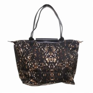 Longchamp ル プリアージュ ハンドバッグ トート 総柄 ヒョウ柄 茶系 ブラウン系 AA