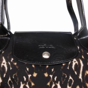 Longchamp ル プリアージュ ハンドバッグ トート 総柄 ヒョウ柄 茶系 ブラウン系 AA